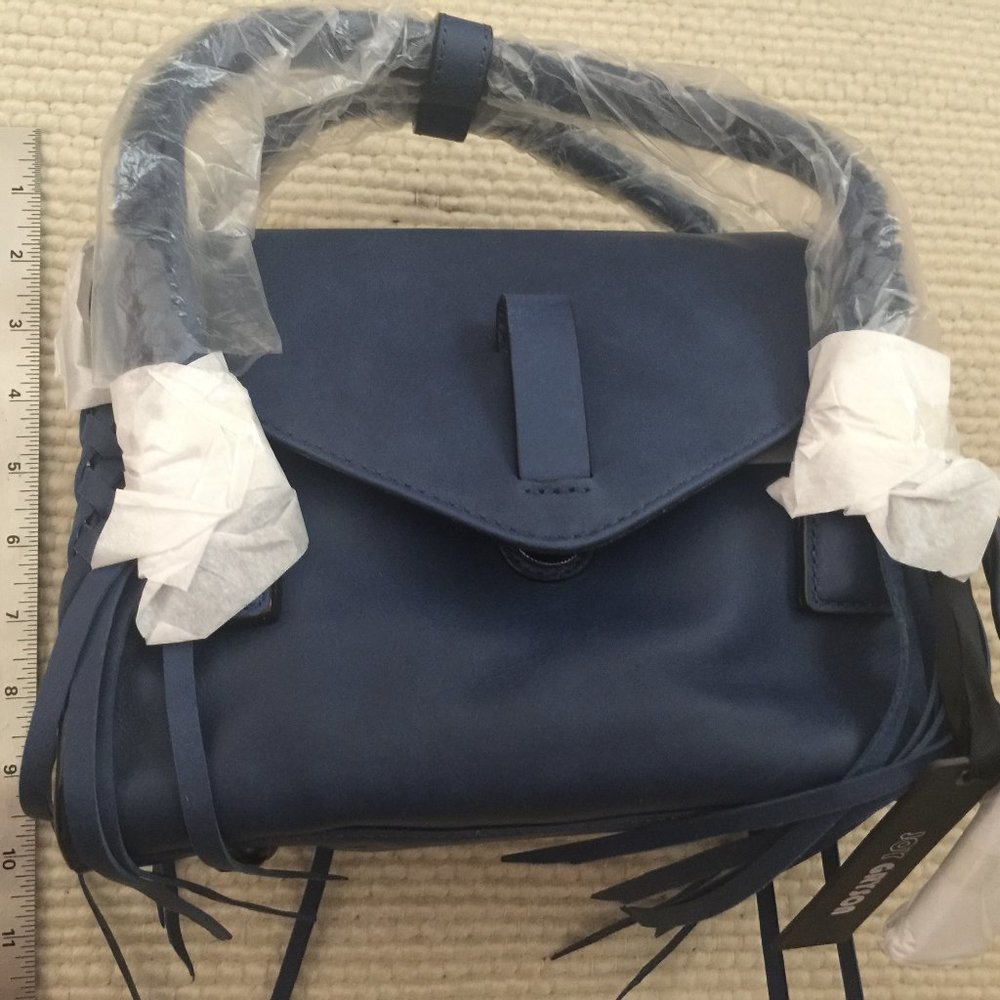 Joy Gryson Belted Strap Whipstitch Blue Nyla Satchel Bag - Picture 2 of 8